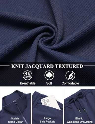 COOFANDY Navy Blue Track Suit Men Workout Jogging Suits For Men 2 Piece Sweatsuits Sets Blue Track Suit Full Zip - Image 3