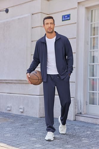 COOFANDY Navy Blue Track Suit Men Workout Jogging Suits For Men 2 Piece Sweatsuits Sets Blue Track Suit Full Zip - Image 5
