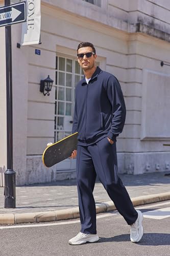 COOFANDY Navy Blue Track Suit Men Workout Jogging Suits For Men 2 Piece Sweatsuits Sets Blue Track Suit Full Zip - Image 2