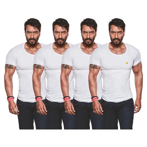 Amul Comfy White Men's Cotton Solid Vest with Sleeve Pack of 4 - Image 1