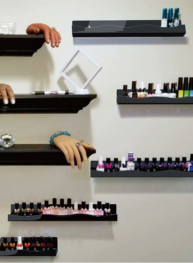 YMVV 15" Nail Polish Rack Wall Mounted Shelf,6 Pack Black Acrylic Organizer Supplies for Nail Techs,Great Display for Salons Retailers - Image 4
