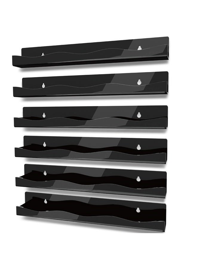 YMVV 15" Nail Polish Rack Wall Mounted Shelf,6 Pack Black Acrylic Organizer Supplies for Nail Techs,Great Display for Salons Retailers - Image 1