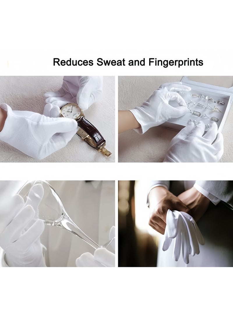 أنغولا باندا كوهورن 12 زوجًا من القفازات القطنية البيضاء للاكزيما واليدين الجافة - بطانات قفازات عمل جيدة التهوية - قفازات سبا مرطبة - قفازات ناعمة لفحص المجوهرات - قفازات قماش قطنية قابلة للتمدد لمعظم النساء - Image 3