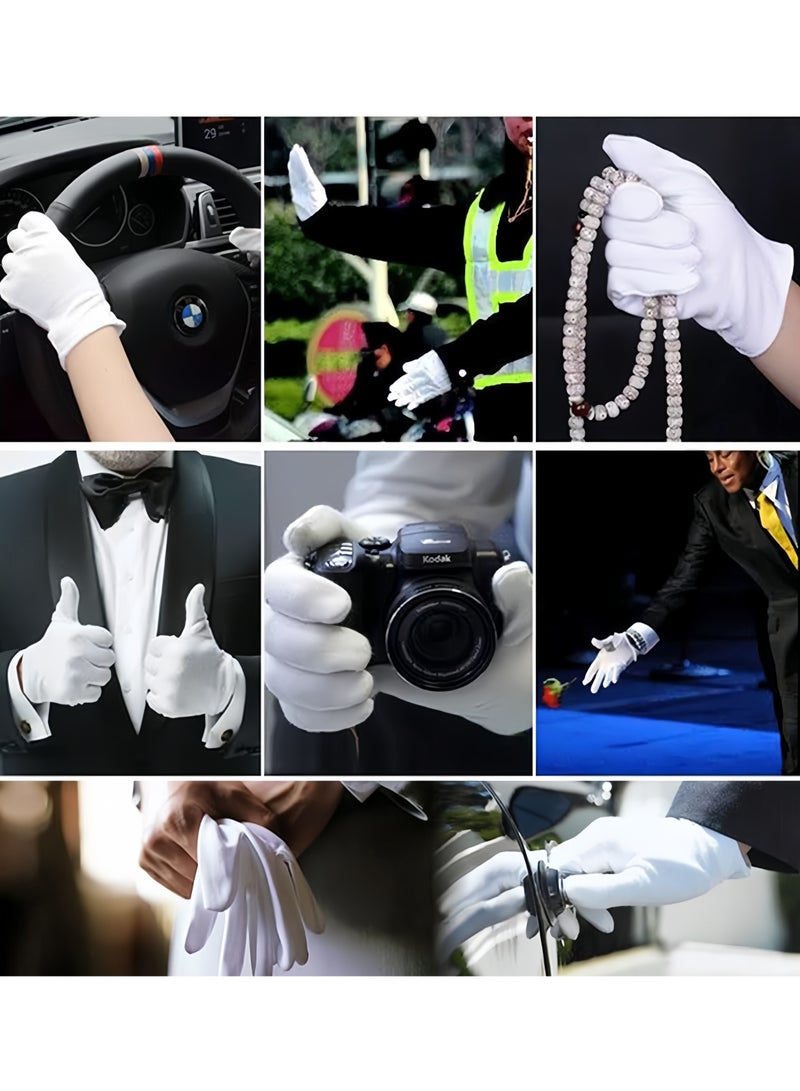 أنغولا باندا كوهورن 12 زوجًا من القفازات القطنية البيضاء للاكزيما واليدين الجافة - بطانات قفازات عمل جيدة التهوية - قفازات سبا مرطبة - قفازات ناعمة لفحص المجوهرات - قفازات قماش قطنية قابلة للتمدد لمعظم النساء - Image 4