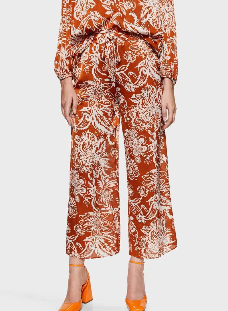 MANGO Floral Printed Wide Leg Pants