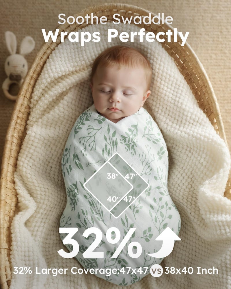 Yoofoss Organic Muslin Swaddle Blankets Baby Blankets 47 x 47 Inches Receiving Blanket for Baby Boys and Girls Baby Essentials for Newborns Soft Breathable - Image 3