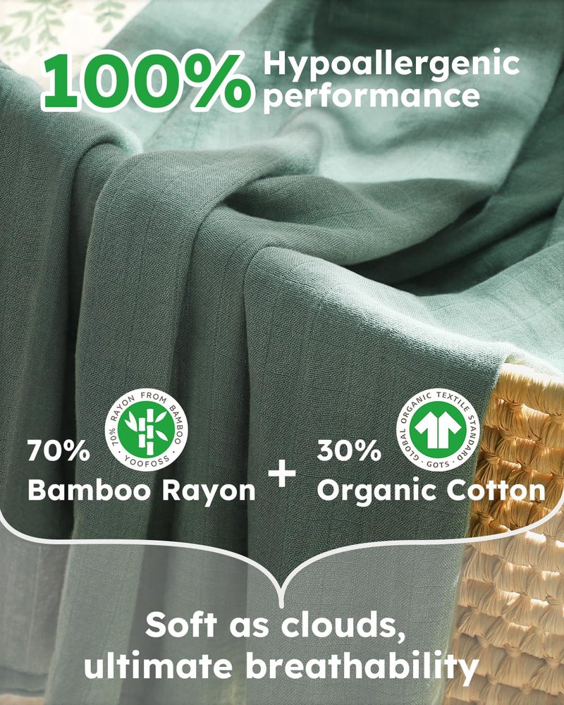 Yoofoss Organic Muslin Swaddle Blankets Baby Blankets 47 x 47 Inches Receiving Blanket for Baby Boys and Girls Baby Essentials for Newborns Soft Breathable - Image 2