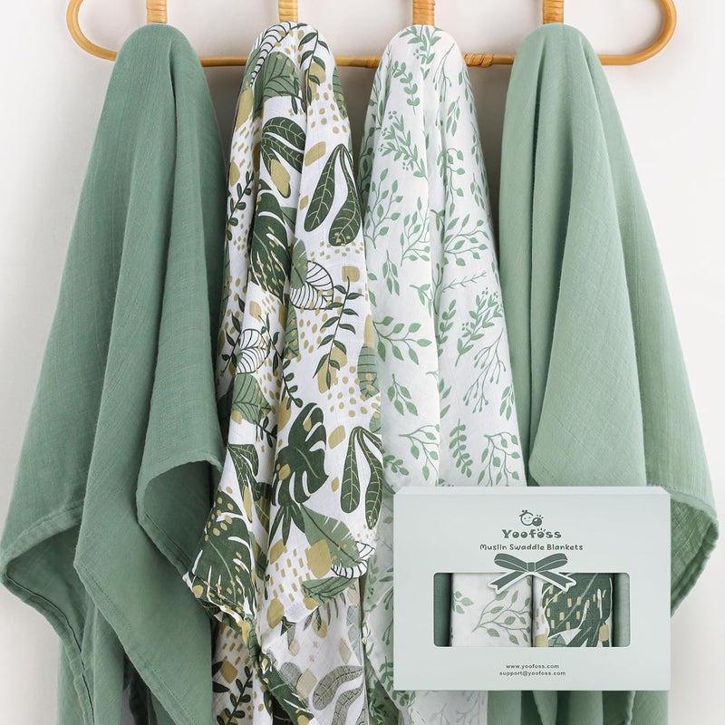 Yoofoss Organic Muslin Swaddle Blankets Baby Blankets 47 x 47 Inches Receiving Blanket for Baby Boys and Girls Baby Essentials for Newborns Soft Breathable - Image 1