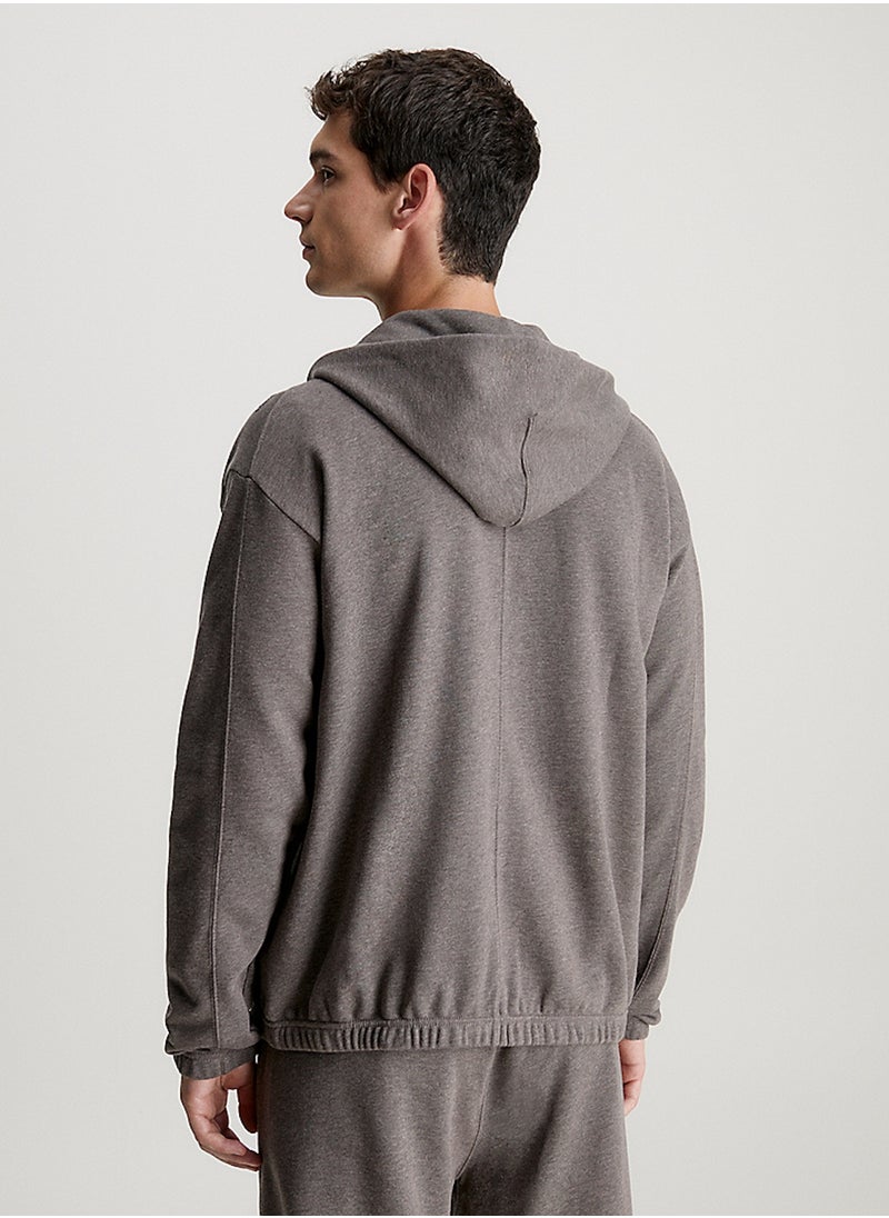 CALVIN KLEIN Calvin Klein Men's Hoody - Long Sleeves - Sportswear - Cotton Sweatshirt, Grey  - Image 2