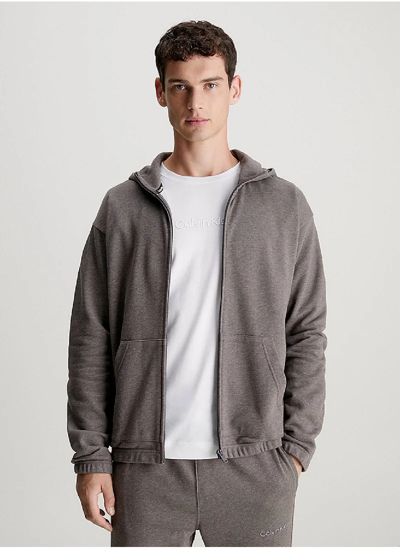 CALVIN KLEIN Calvin Klein Men's Hoody - Long Sleeves - Sportswear - Cotton Sweatshirt, Grey