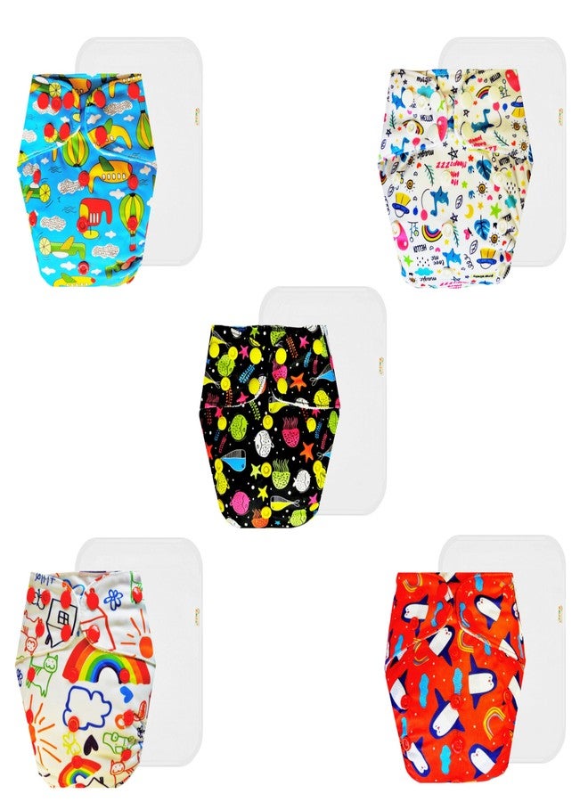 حفاضات دمبلدو القماشية الممتازة مع حشوة قطنية (عبوة من 5) | شعور بالجفاف والراحة | قابلة لإعادة الاستخدام والغسل | سهلة التنظيف | ضرورية للاستخدام اليومي | من 3 أشهر إلى 3 سنوات | مناسبة للجنسين - Image 1