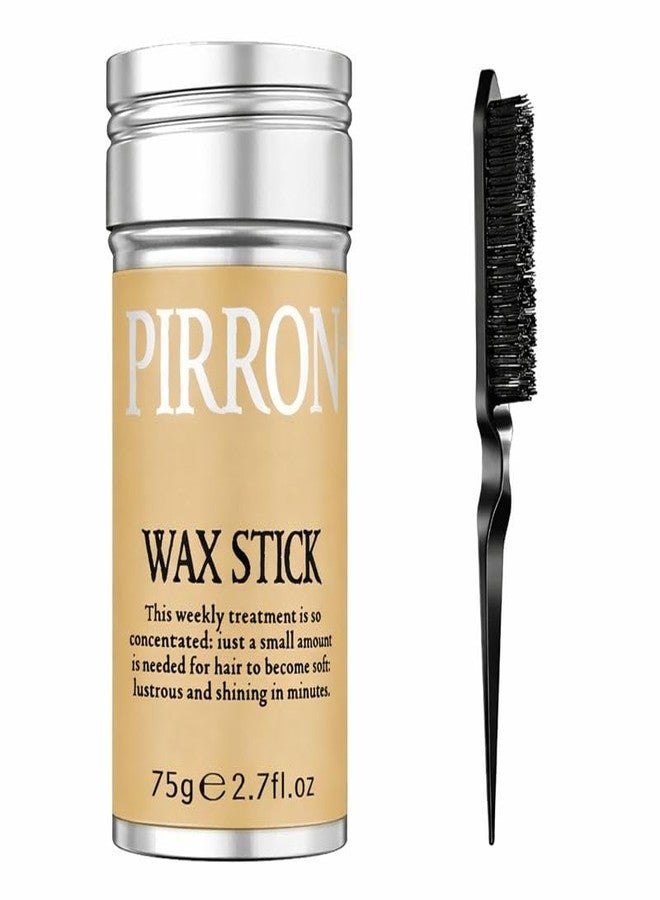 Pirron Hair Wax Stick for Women Styling, Wigs and Broken Hair Finishing - Hair Tamer for Smoothing Flyaways & Taming Edge Frizz, Non-greasy (Hair Wax + Hair Brush) - Image 1