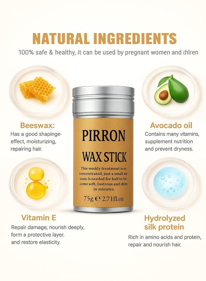 Pirron Hair Wax Stick for Women Styling, Wigs and Broken Hair Finishing - Hair Tamer for Smoothing Flyaways & Taming Edge Frizz, Non-greasy (Hair Wax + Hair Brush) - Image 3