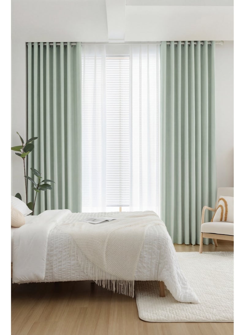 QBAID Chenille Blackout Curtain Panel with Grommet Top, Soft Textured Light Reducing Window Curtain for Bedroom Living Room, Multiple Size Options - Image 2