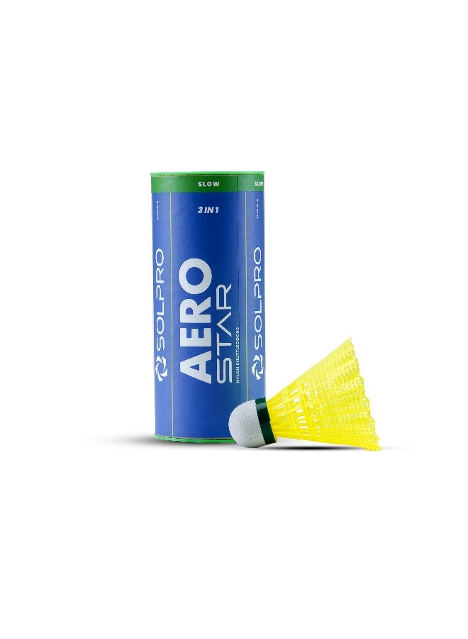 SOLPRO Aero Star Nylon Badminton Shuttlecock | Pack of 3 - Image 1