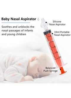 PYLCO SMART 2Pcs Baby Nasal Aspirator, 10ml Nasal Irrigator, Professional Baby Nasal Irrigator, Infant Nose Cleaner Syringe, Nose Cleaner Rinsing Device, Silicone Nasal Suction Tip, Cleanable and Reusable  - Image 2