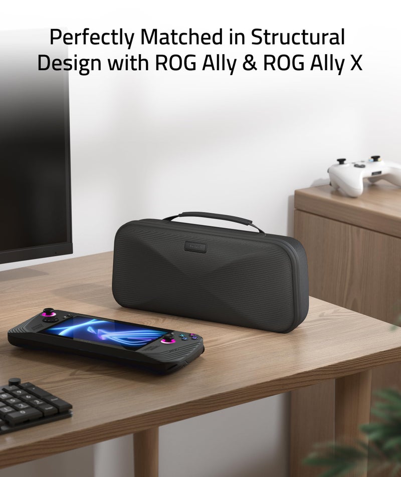 Syntech حقيبة حمل صلبة من سينتيك متوافقة مع وحدة تحكم ASUS ROG Ally/ROG Ally X والإكسسوارات، حقيبة محمولة للسفر للتخزين، حقيبة واقية من الصدمات EVA بسعة كبيرة، سوداء - Image 2