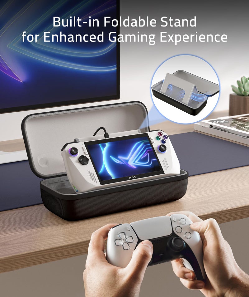 Syntech حقيبة حمل صلبة من سينتيك متوافقة مع وحدة تحكم ASUS ROG Ally/ROG Ally X والإكسسوارات، حقيبة محمولة للسفر للتخزين، حقيبة واقية من الصدمات EVA بسعة كبيرة، سوداء - Image 4