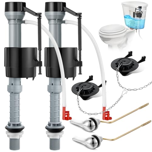 Saillong Universal Toilet Flusher Replacement Kit Fill Valve 2Inch Flapper Side Mount Handle Lever WaterSaving Adjustable Toilet Repair Kit Inside Tank Easy to Install2 SetDark Grey Black - Image 1