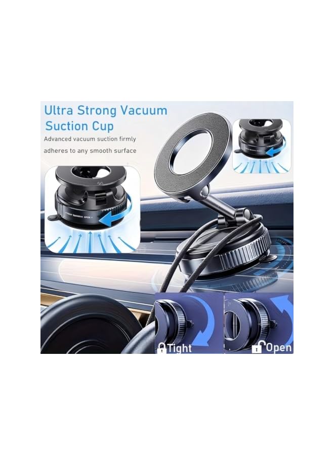 S-TOP Upgraded Magnetic Phone Holder | 360° Adjustable Vacuum Suction | Dashboard/Windscreen/Table | 3000gf Strongest Magnetic | Fit for iPhone مناسب لجميع الهواتف الذكية - Image 3