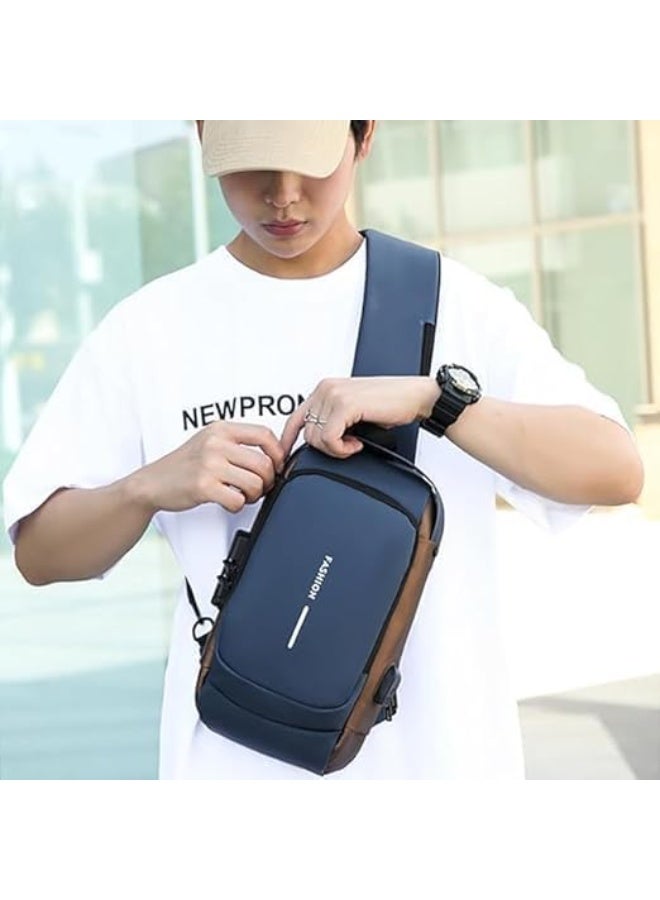 Casual backpack with USB strap, anti-theft and waterproof, for chest and shoulder use. - Image 3