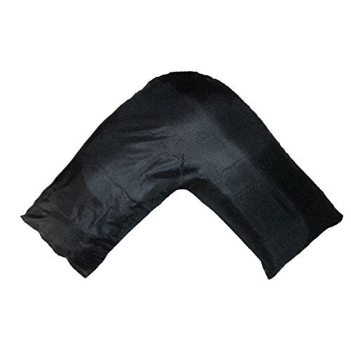 Gyulin Silky Soft Satin Soild Envelope Style V ShapedTriBoomerang Pillow Cover Pillowcase Pillow Protector Cushion Cover for OrthopaedicPregnancyNursing PillowsOnly Cover No Insert Black