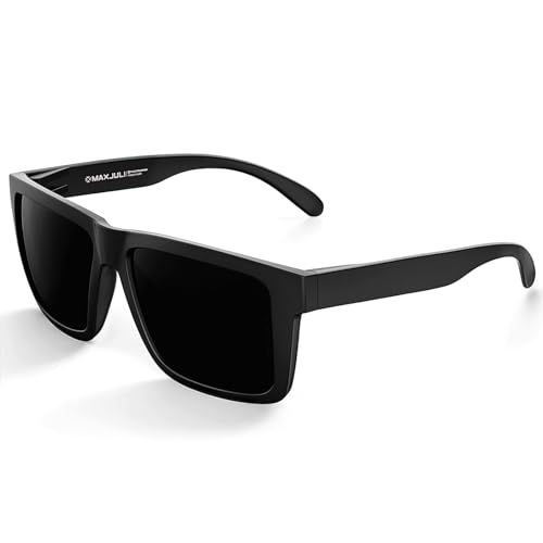 MAXJULI XXL Size Double Extra Large Z87 Sunglasses for Big Wide Heads Men TR90 Ultralight UV400 Protection Glasses 8228 Matte Black FrameCat4 Grey Lens - Image 1