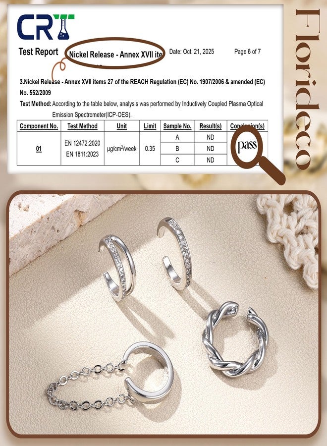 Florideco 4Pcs Ear Cuffs Non-Piercing for Women Dainty 14K Gold Plated Clip On Cartilage Earrings Hypoallergenic Huggie Hoop Cuffs Fake Earings for Non Pierced Ears, Brass, Cubic Zirconia - Image 4
