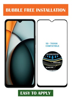 NAFCO For Redmi A3 - Full Glue Tempered Glass Screen Protector - Advanced Border-Less Full Edge to Edge ,Shatterproof , High Responsiveness , Higher Transparency , Quick to Install ,Anti-scratch and Bubble-free Screen Protector - Black  - Image 4