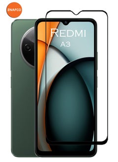 NAFCO For Redmi A3 - Full Glue Tempered Glass Screen Protector - Advanced Border-Less Full Edge to Edge ,Shatterproof , High Responsiveness , Higher Transparency , Quick to Install ,Anti-scratch and Bubble-free Screen Protector - Black  - Image 1