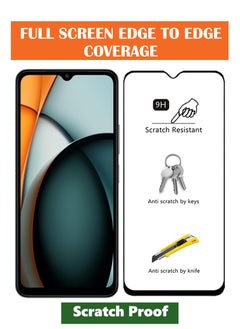 NAFCO For Redmi A3 - Full Glue Tempered Glass Screen Protector - Advanced Border-Less Full Edge to Edge ,Shatterproof , High Responsiveness , Higher Transparency , Quick to Install ,Anti-scratch and Bubble-free Screen Protector - Black  - Image 2