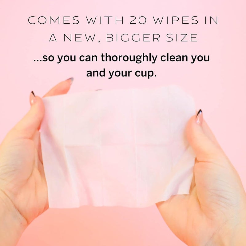 Pixie Cup Pixie Menstrual Cup Wipes - Flushable, Biodegradable, pH Balanced & Unscented - Individually Wrapped Wipes for Feminine Care, On The Go & Public Bathrooms - Clean Your Menstrual Cup & Disc (20 Count) - Image 5