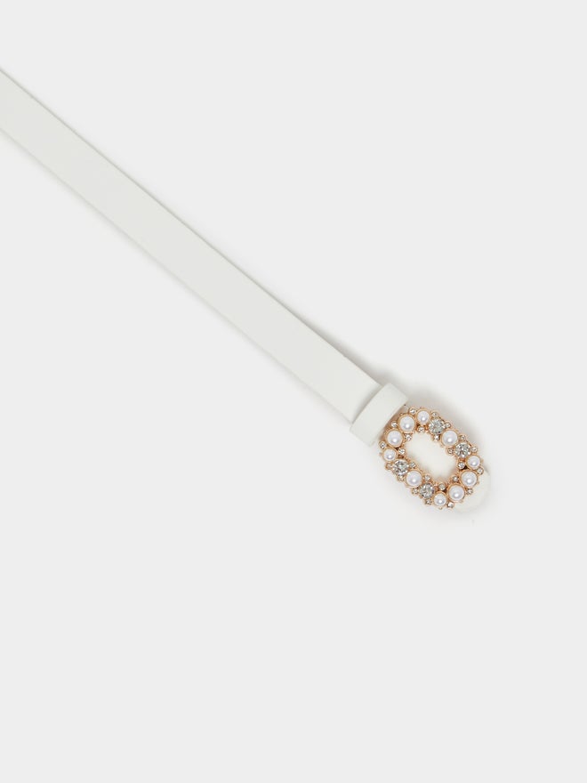 Styli Styli Faux Pearl Embellished Buckle Belt  - Image 4