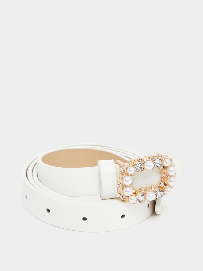 Styli Styli Faux Pearl Embellished Buckle Belt  - Image 1