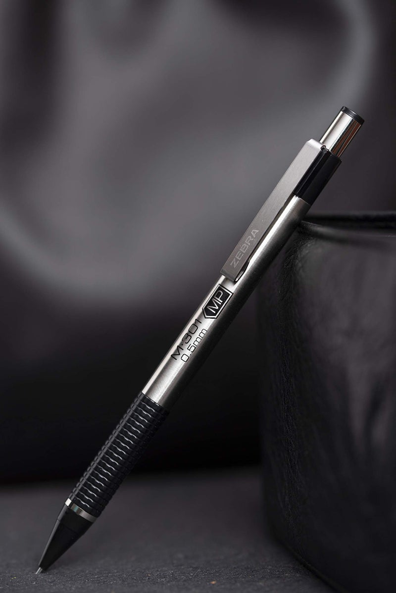Zebra Pen, STEEL M-301 Mechanical Pencils, 0.5mm Fine Point, Refillable Lead, Stainless Steel Barrel, Built-in Eraser, Durable Clip, Lightweight Precision Pencil for School, Office, 2-Pack (54012) - Image 3