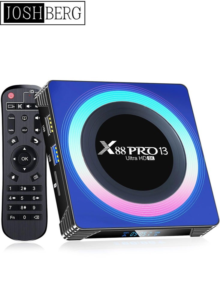 Joshberg Android TV Box 13.0, 2025 Android TV Box 4GB RAM 32GB ROM 6K 8K Wi-Fi 6, X88PRO 13 TV Box Android RK3528 Quad-Core 2.4G/5G Wi-Fi Bluetooth 5.0 USB 3.0 Android Box - Image 1