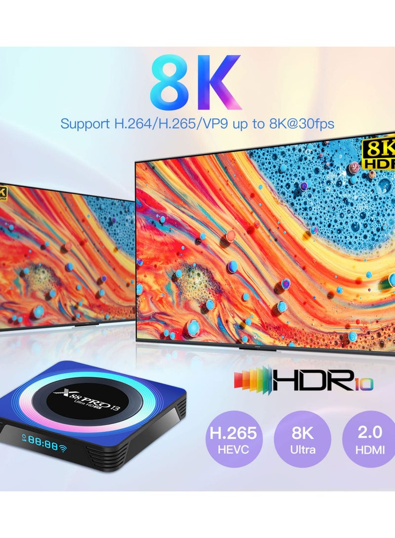 Joshberg Android TV Box 13.0, 2025 Android TV Box 4GB RAM 32GB ROM 6K 8K Wi-Fi 6, X88PRO 13 TV Box Android RK3528 Quad-Core 2.4G/5G Wi-Fi Bluetooth 5.0 USB 3.0 Android Box - Image 3