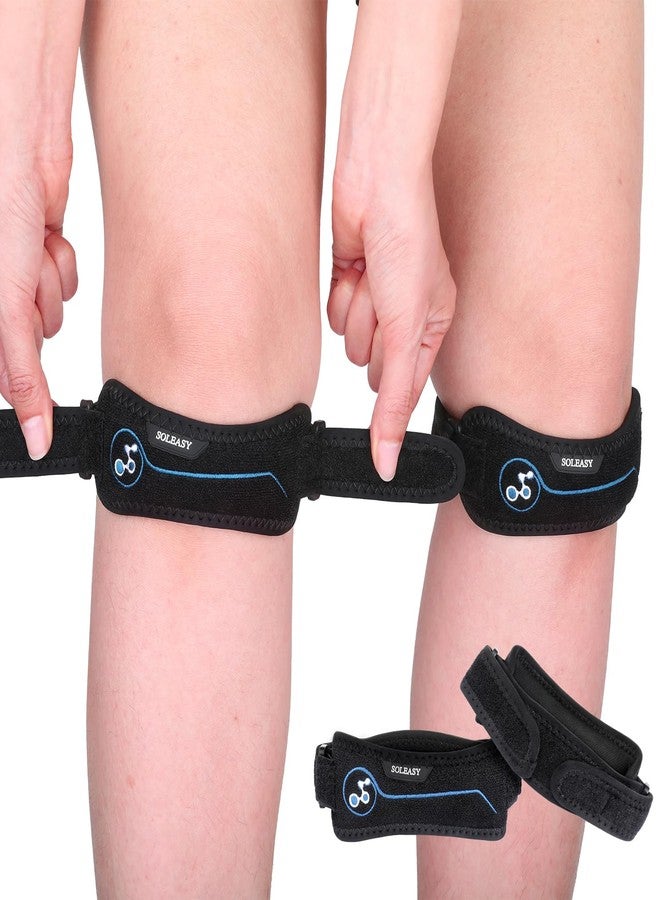 SOLEASY Patella Knee Strap, 2-Pack Knee Support Band for Knee Pain Relief, Adjustable Knee Brace for Running, Jumping, Gym, Hiking, Patellar Tendon Support Strap for Men & Women - Black - Image 1