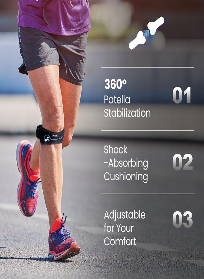 SOLEASY Patella Knee Strap, 2-Pack Knee Support Band for Knee Pain Relief, Adjustable Knee Brace for Running, Jumping, Gym, Hiking, Patellar Tendon Support Strap for Men & Women - Black - Image 3