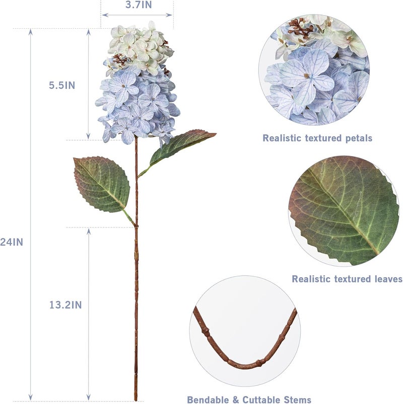 Ttranewsoo Faux Hydrangea Flower Hydrangea Artificial Flowers Hydrangea Bouquet Faux Flower Table Centerpieces for Home Wedding Bridal Bouquet Office Party DIY Floral Decor - Image 3