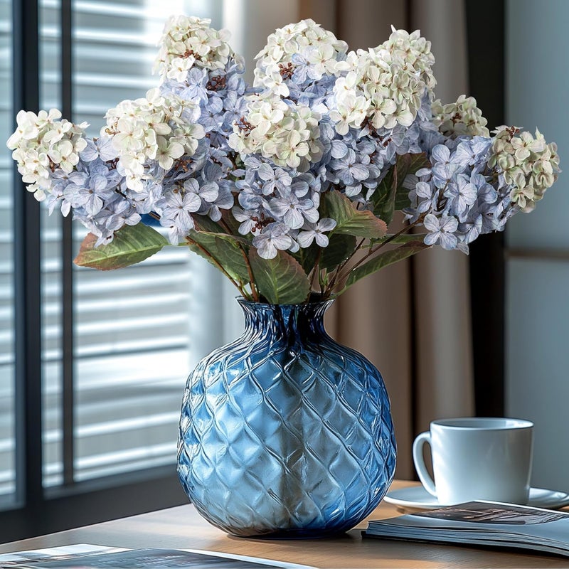 Ttranewsoo Faux Hydrangea Flower Hydrangea Artificial Flowers Hydrangea Bouquet Faux Flower Table Centerpieces for Home Wedding Bridal Bouquet Office Party DIY Floral Decor - Image 2