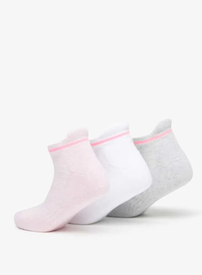 Dash Girls Striped Ankle Length Sports Socks - Set of 3