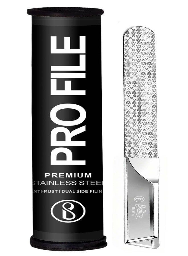 Beauté Secrets Premium Stainless Steel Nail File with Protective Case | Professional Double-Sided Nail Filer for Smooth Shaping | Durable Metal Nail File for Manicure & Pedicure | For Women & Men - Image 1