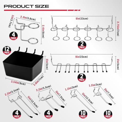 SEDY 300-Piece Pegboard Hook Set, Pegboard Organizer Accessories for Hanging, Durable Metal Hooks for Tool Organization, Garage, Workshop, and Craft Storage - Image 4
