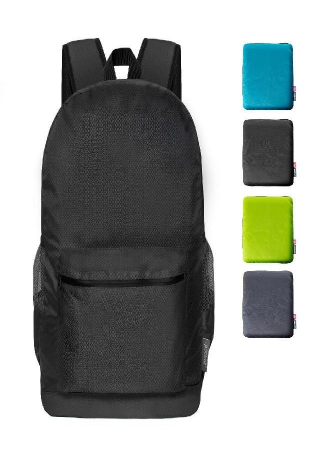 pack all - All 20L Lightweight Packable Backpack, Water Resistant Foldable Backpack, Travel Hiking Daypack With Waterproof Zippers (Black) - Image 1
