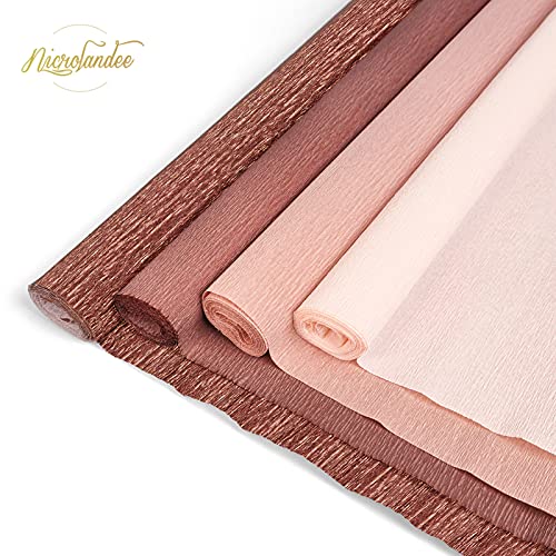NICROLANDEE 8 لفات من ورق الكريب الوردي الذهبي الفاخر لتغليف الهدايا والحرف اليدوية لعيد الميلاد والزفاف والعطلات، بعرض 20 بوصة وطول 6.56 قدم، 4 ألوان - Image 3