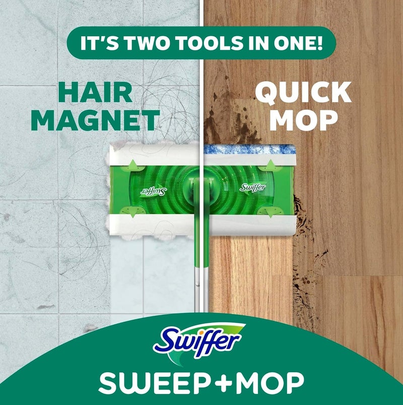 طقم تنظيف الأرضيات سويفر Sweep + Mop مع عصا | يشمل 5 مناديل تنظيف جافة و3 مناديل مبللة | تقنية Trap + Lock لإزالة الغبار والأوساخ والشعر لجميع أنواع الأرضيات - Image 3