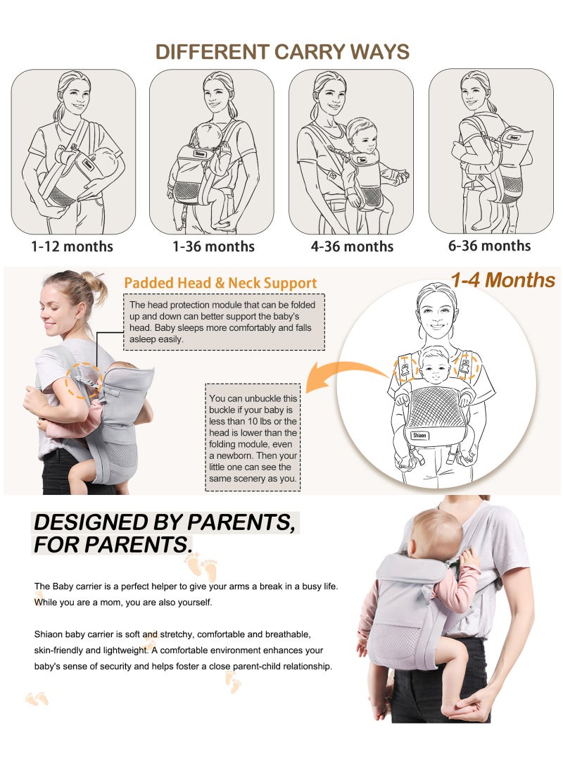 Baby Carrier Newborn to Toddler, Cozy Baby Wrap Carrier(7-30lbs), Easily Adjustable Toddler Carrier, Lightweight Baby Holder Carrier, Baby Sling Carrier, All Positions Baby Chest Carrier - Image 5