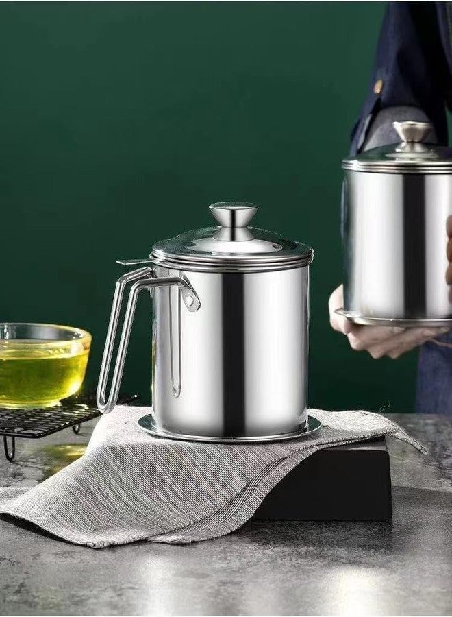 وعاء دهن HCXCQLSUY، وعاء دهن لحم الخنزير المقدد مع مصفاة، حافظة زيت الطهي مع غطاء ومقبض سهل الإمساك (1 لتر) - Image 5