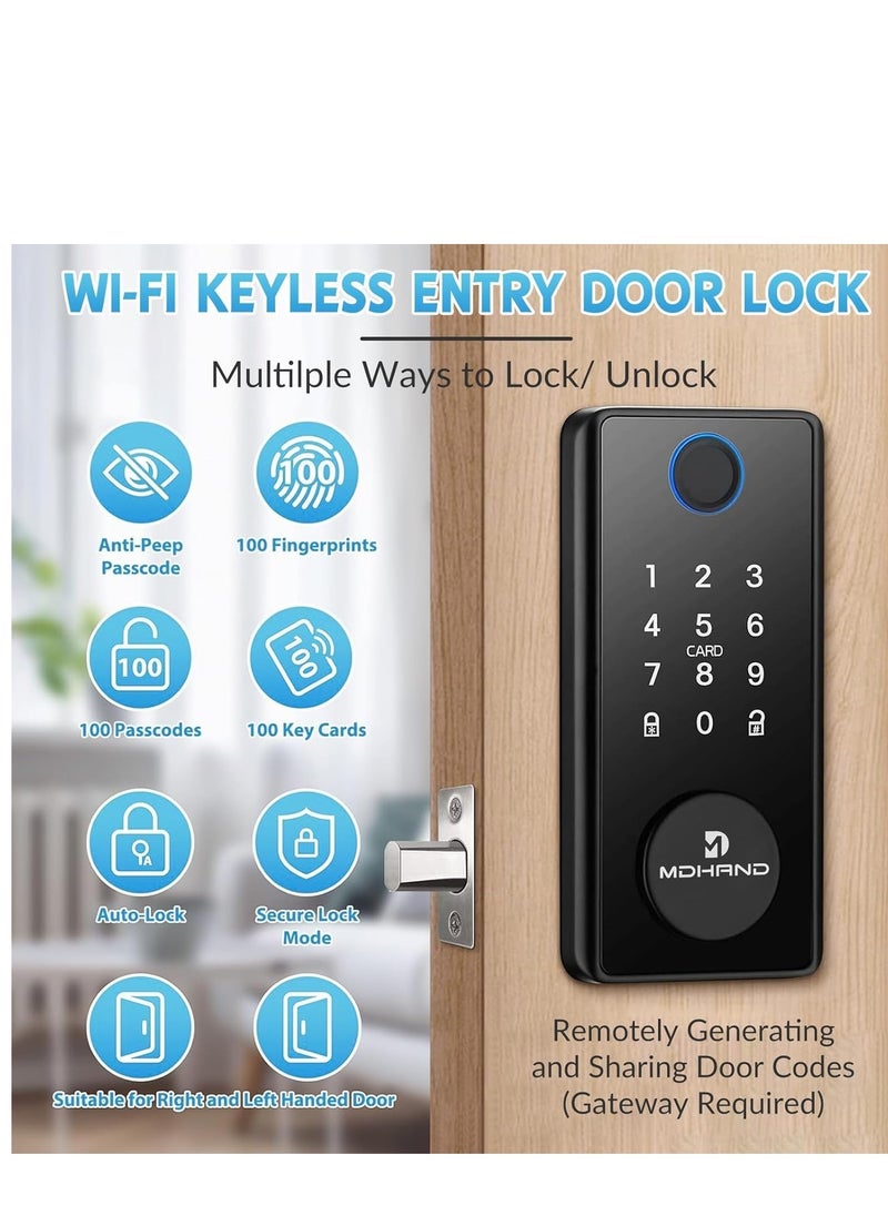 SYOSI - Smart Lock, Fingerprint Keyless Entry Door Lock, Built-in Wi-Fi, App Remote Control, Touchscreen Keypad Deadbolt, Auto Lock, Easy Installation - Image 1